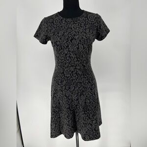 LOFT BLACK AND‎ GREY BACK ZIPPER A LINE  DRESS